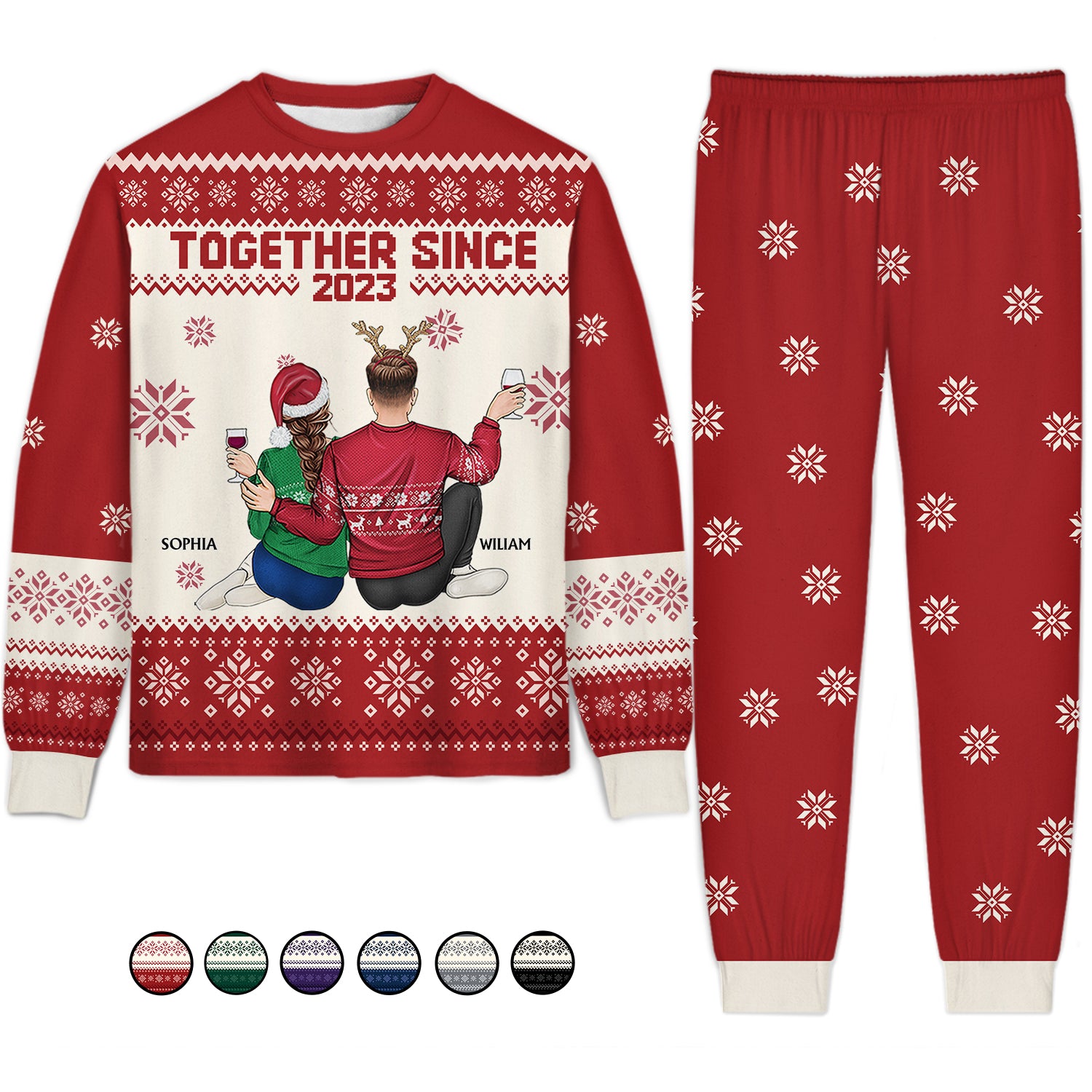 Together Since - Christmas Gift For Couples, Husband, Wife - Personalized Unisex Pajamas Set