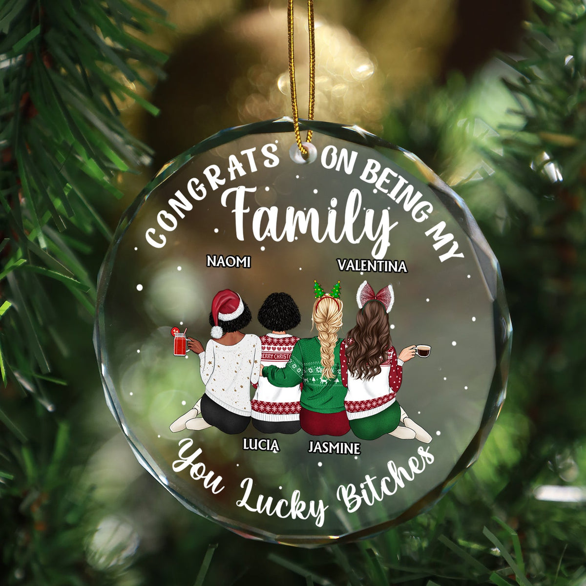 Congrats On Being My Besties - Christmas Gifts For Besties, Friends - Personalized Circle Glass Ornament