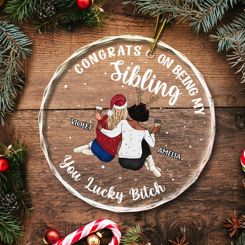 Congrats On Being My Besties - Christmas Gifts For Besties, Friends - Personalized Circle Glass Ornament