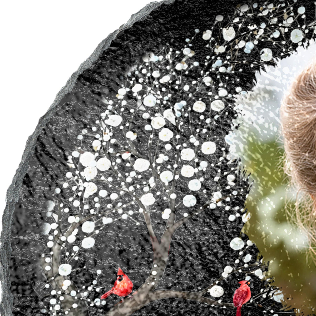 Photo personnalisée « Je suis toujours avec toi » - Cadeau commémoratif pour la famille et les amis - Pierre commémorative circulaire personnalisée pour jardin