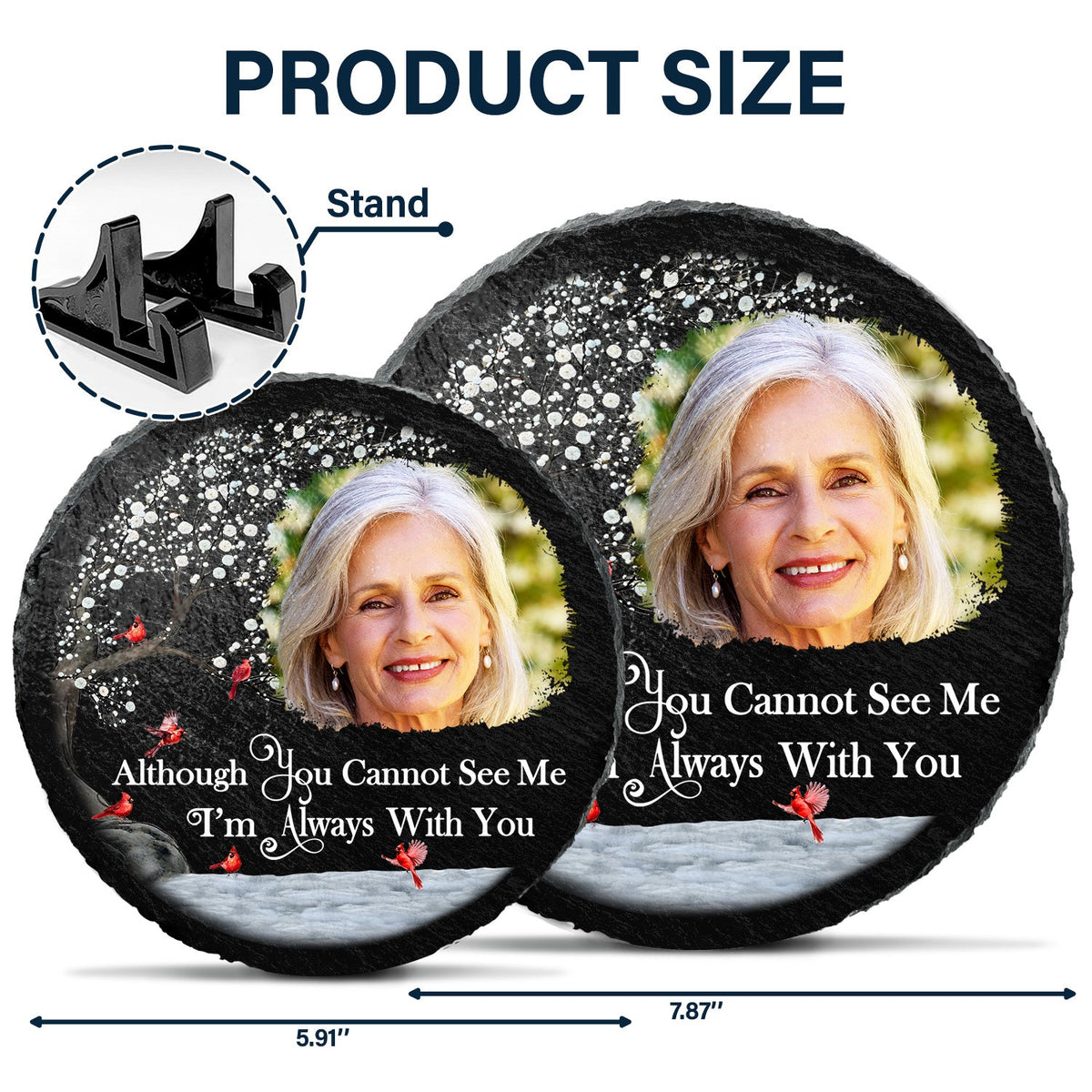 Photo personnalisée « Je suis toujours avec toi » - Cadeau commémoratif pour la famille et les amis - Pierre commémorative circulaire personnalisée pour jardin