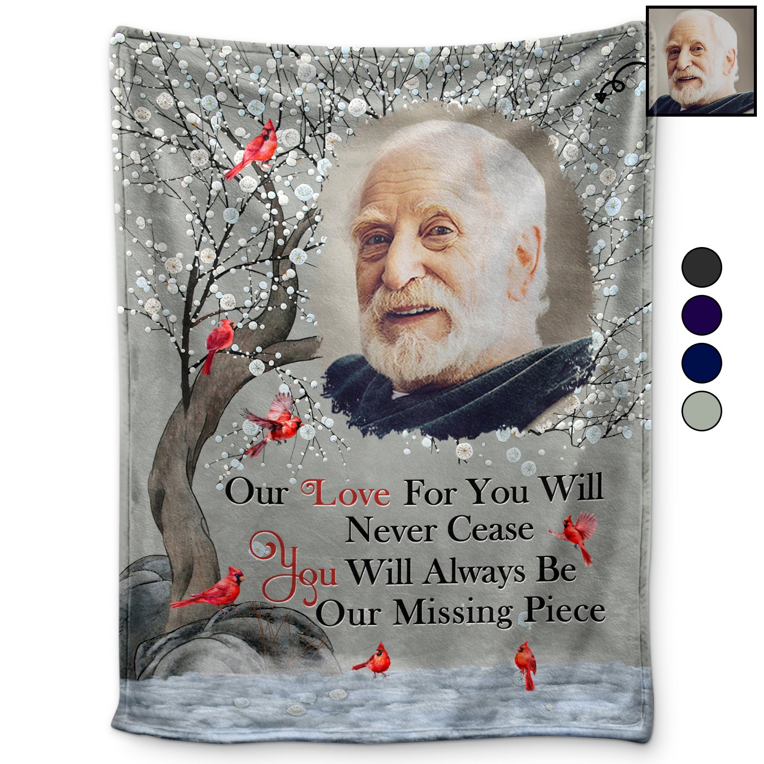 Custom Photo Our Love For You Will Never Cease - Memorial Gift For Family, Siblings, Friends - Personalized Fleece Blanket