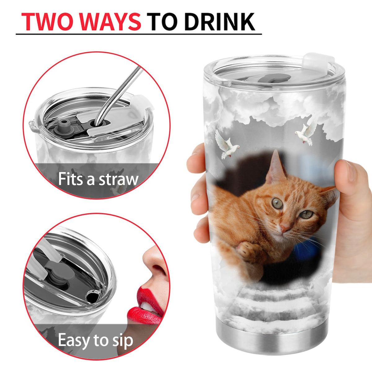 Custom Photo In Loving Memory - Memorial Gift For Family, Siblings, Friends, Dog Lovers, Cat Lovers - Personalized Tumbler