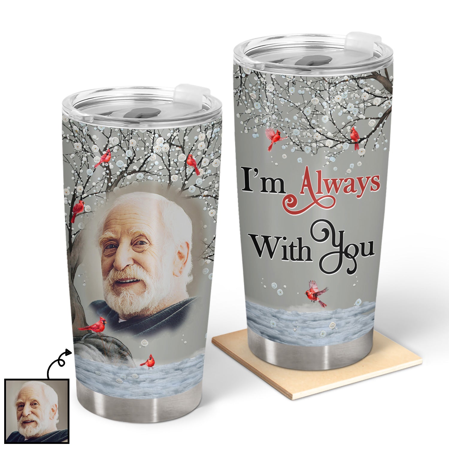 Custom Photo I'm Always With You - Memorial Gift For Family, Siblings, Friends, Dog Lovers, Cat Lovers - Personalized Tumbler