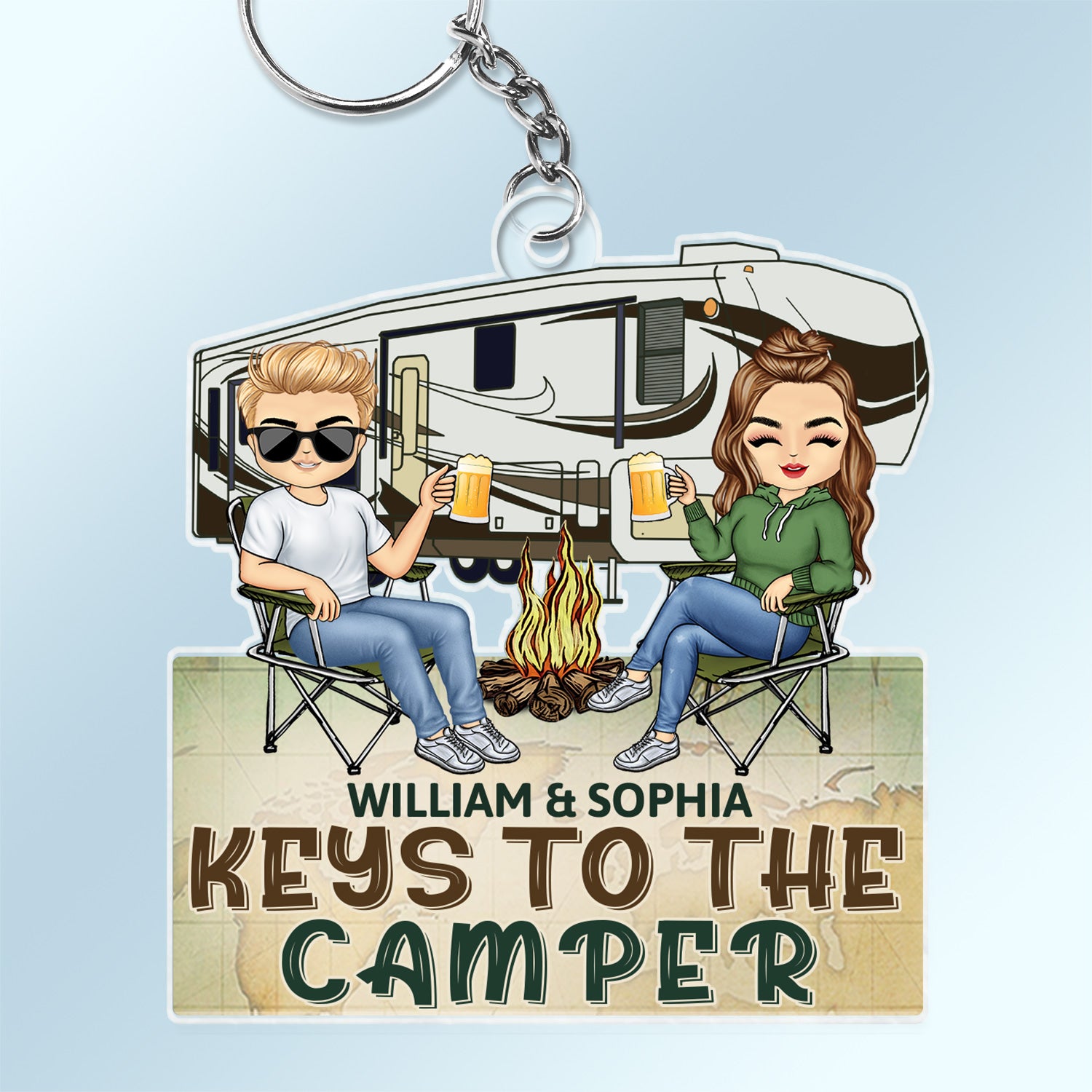 Keys To The Camper - Anniversary, Loving Gifts For Couples, Husband, Wife, Camping Lovers - Personalized Cutout Acrylic Keychain