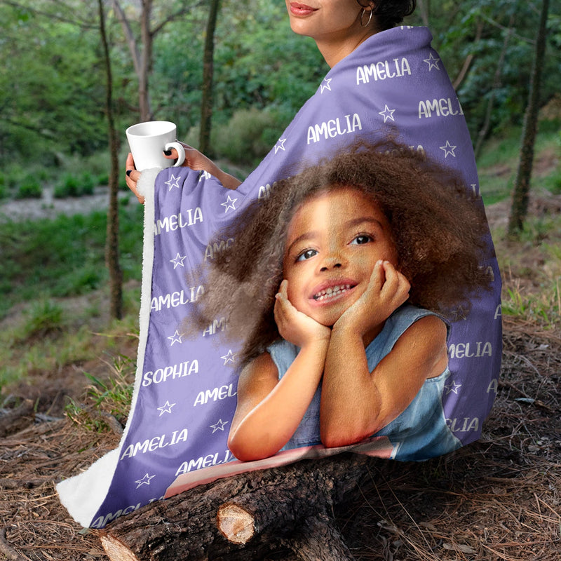 Custom Photo Baby Name - Gift For Kids, Grandchildren - Personalized Fleece Blanket
