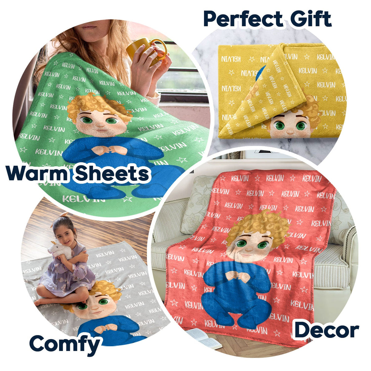 Custom Photo Baby Name - Gift For Kids, Grandchildren - Personalized Fleece Blanket