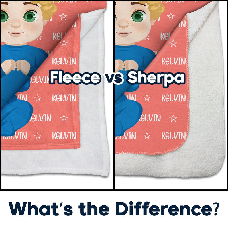 Custom Photo Baby Name - Gift For Kids, Grandchildren - Personalized Fleece Blanket