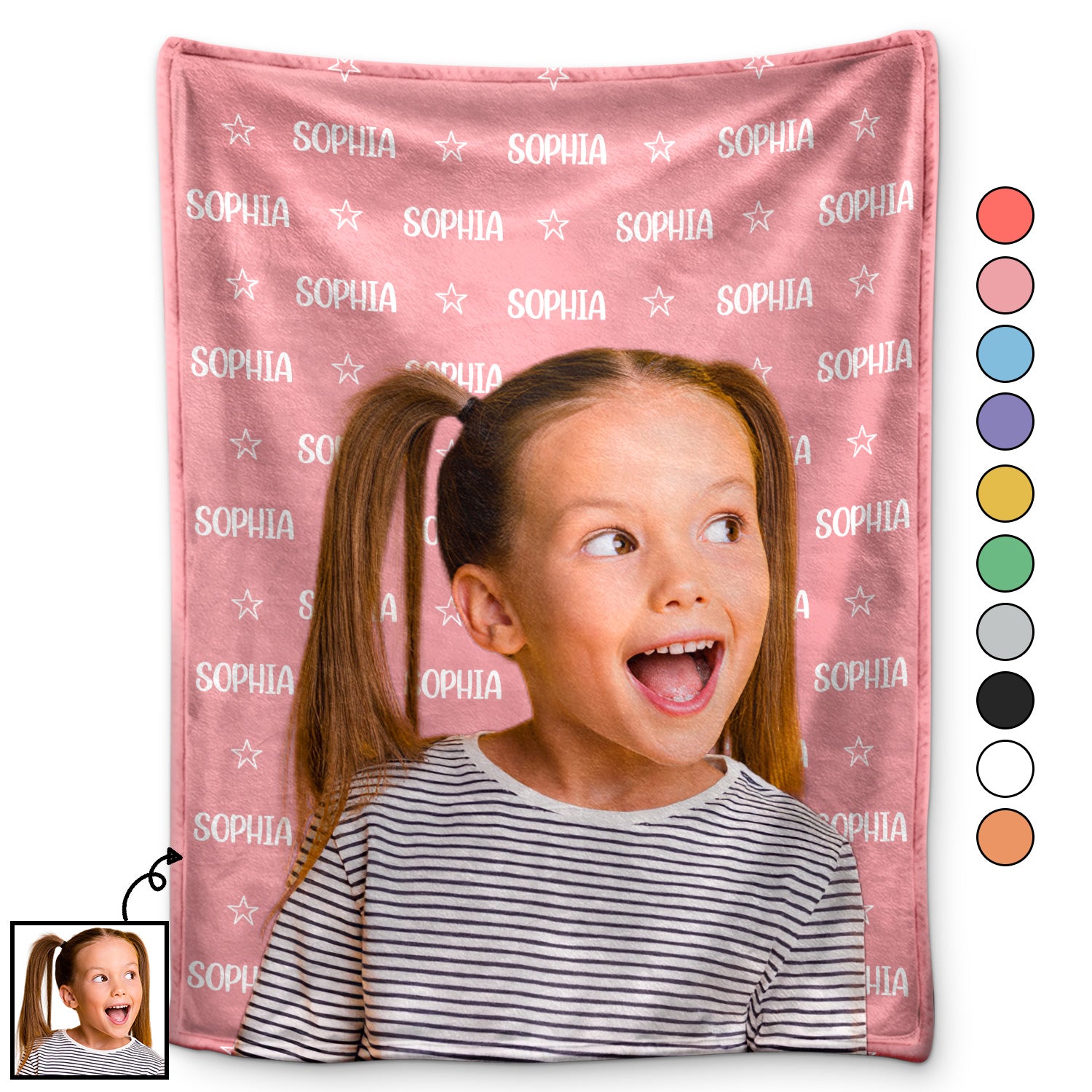 Custom Photo Baby Name - Gift For Kids, Grandchildren - Personalized Fleece Blanket