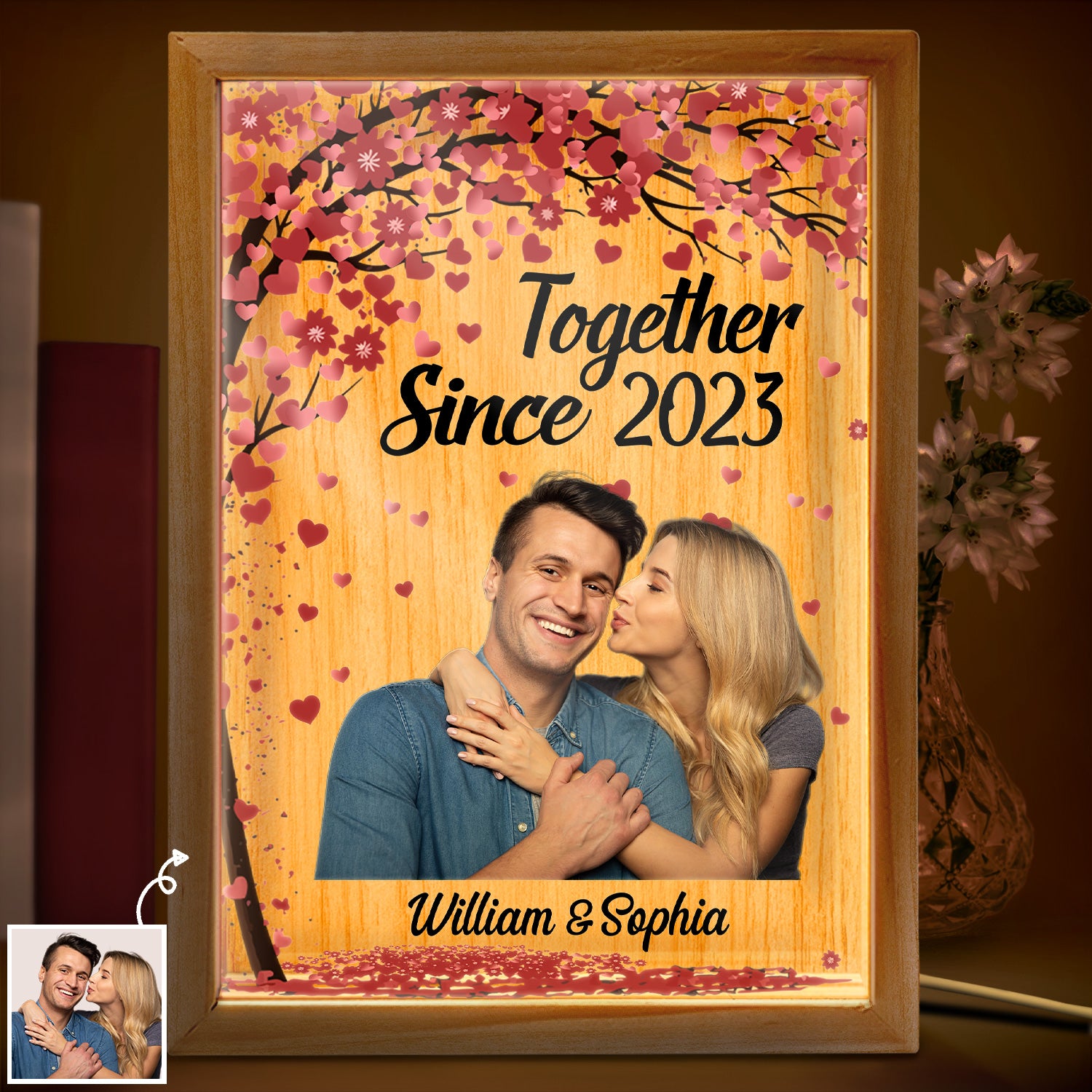 Custom Photo Together Since - Loving, Anniversary Gift For Couples, Husband, Wife - Personalized Picture Frame Light Box