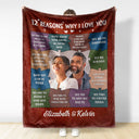 Custom Photo 12 Reasons Why I Love You - Birthday, Anniversary Gift For Spouse, Husband, Wife, Couple - Personalized Fleece Blanket