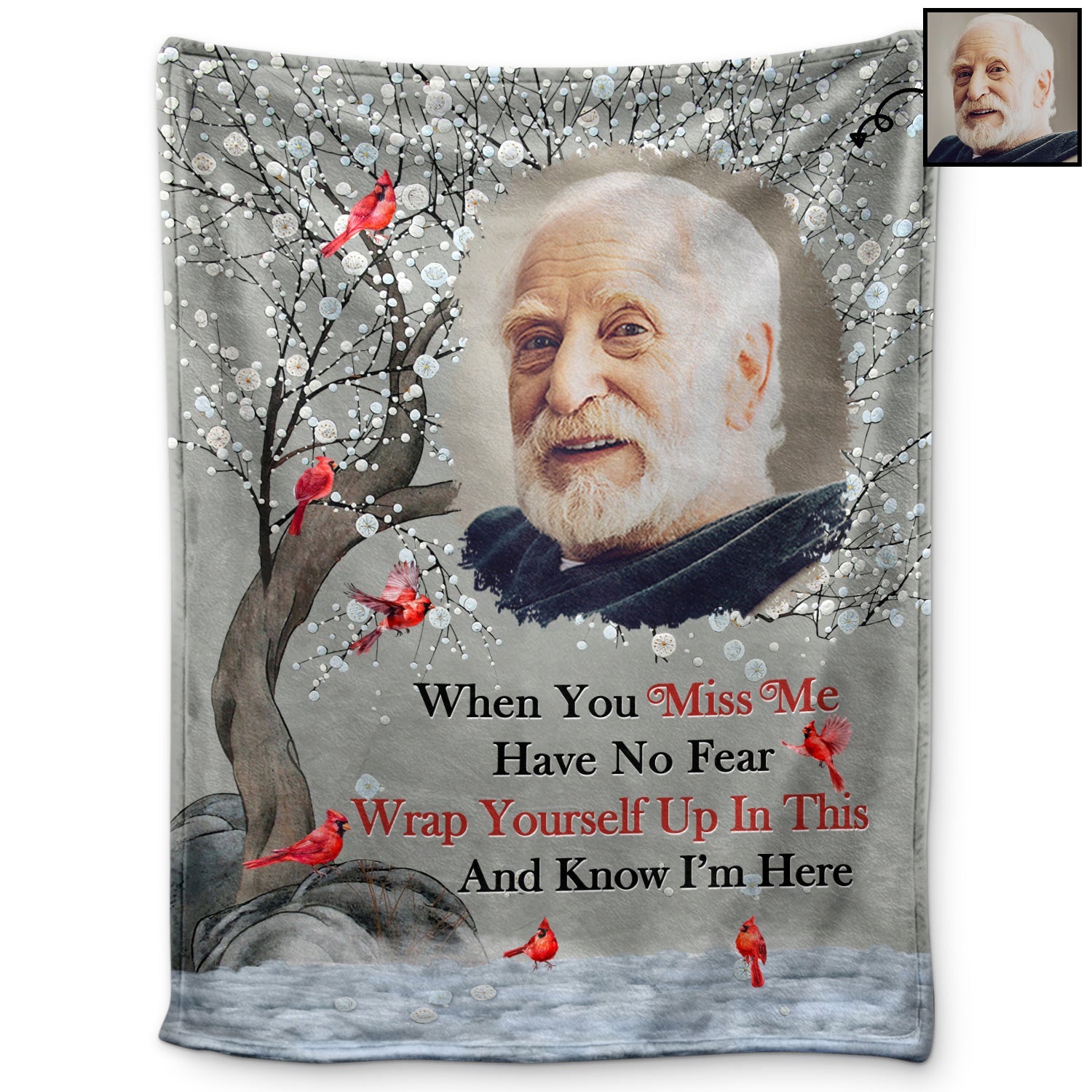 Custom Photo When You Miss Me - Loving, Memorial Gift For Family, Siblings, Friends - Personalized Fleece Blanket