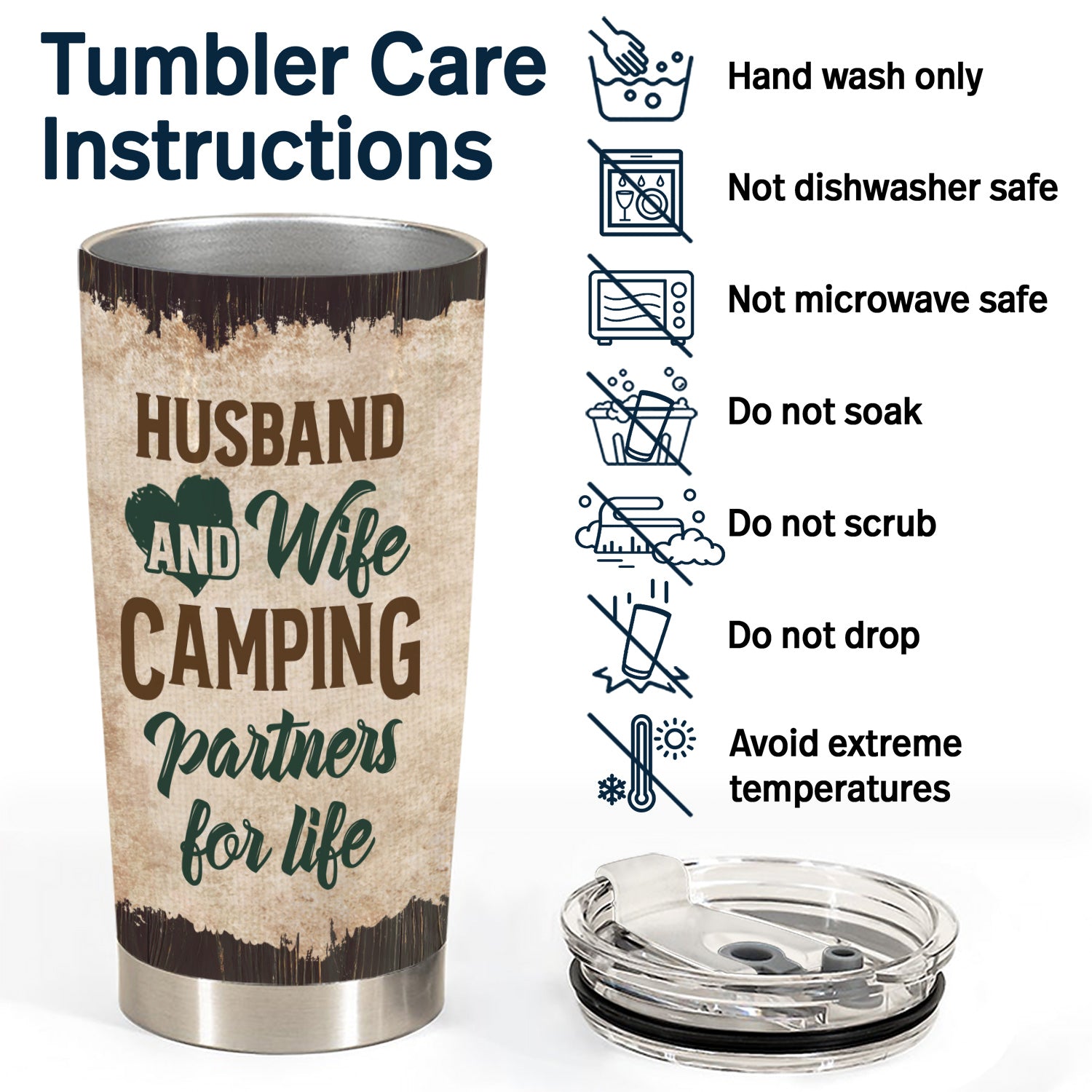 Husband Wife Camping Partners For Life - Personalized Tumbler Cup