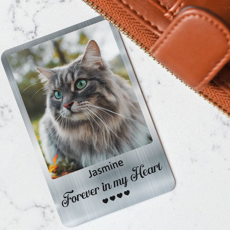 Custom Photo Once By My Side - Memorial Gift For Dog Lovers, Cat Lovers - Personalized Aluminum Wallet Card