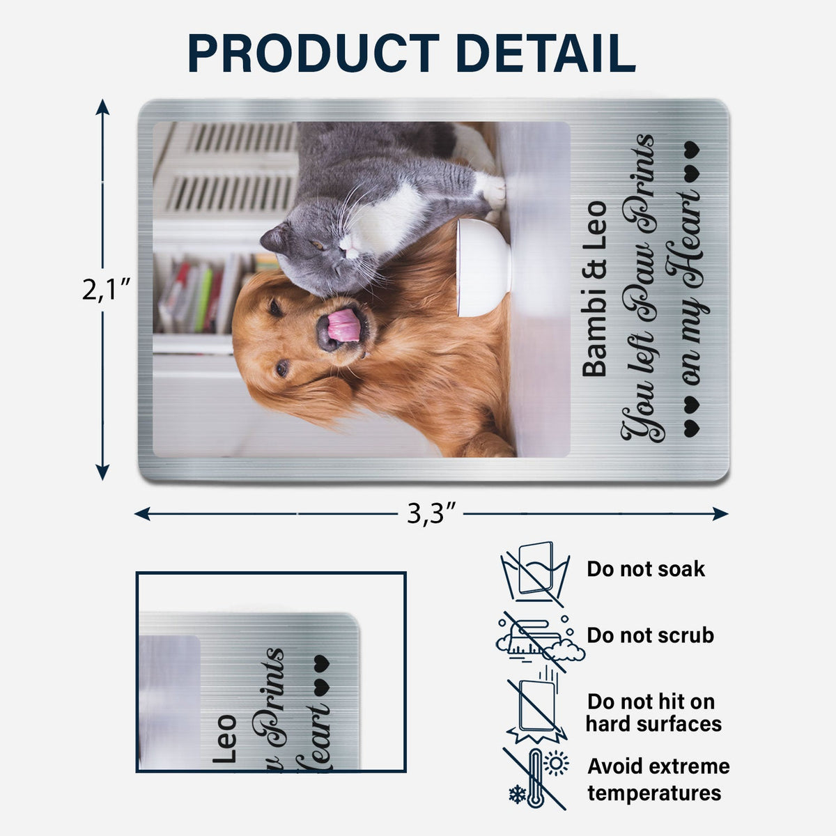 Custom Photo Once By My Side - Memorial Gift For Dog Lovers, Cat Lovers - Personalized Aluminum Wallet Card