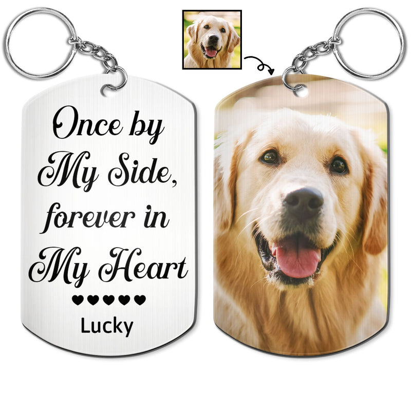 Custom Photo Once By My Side - Memorial Gift For Dog Lovers, Cat Lovers - Personalized Aluminum Keychain