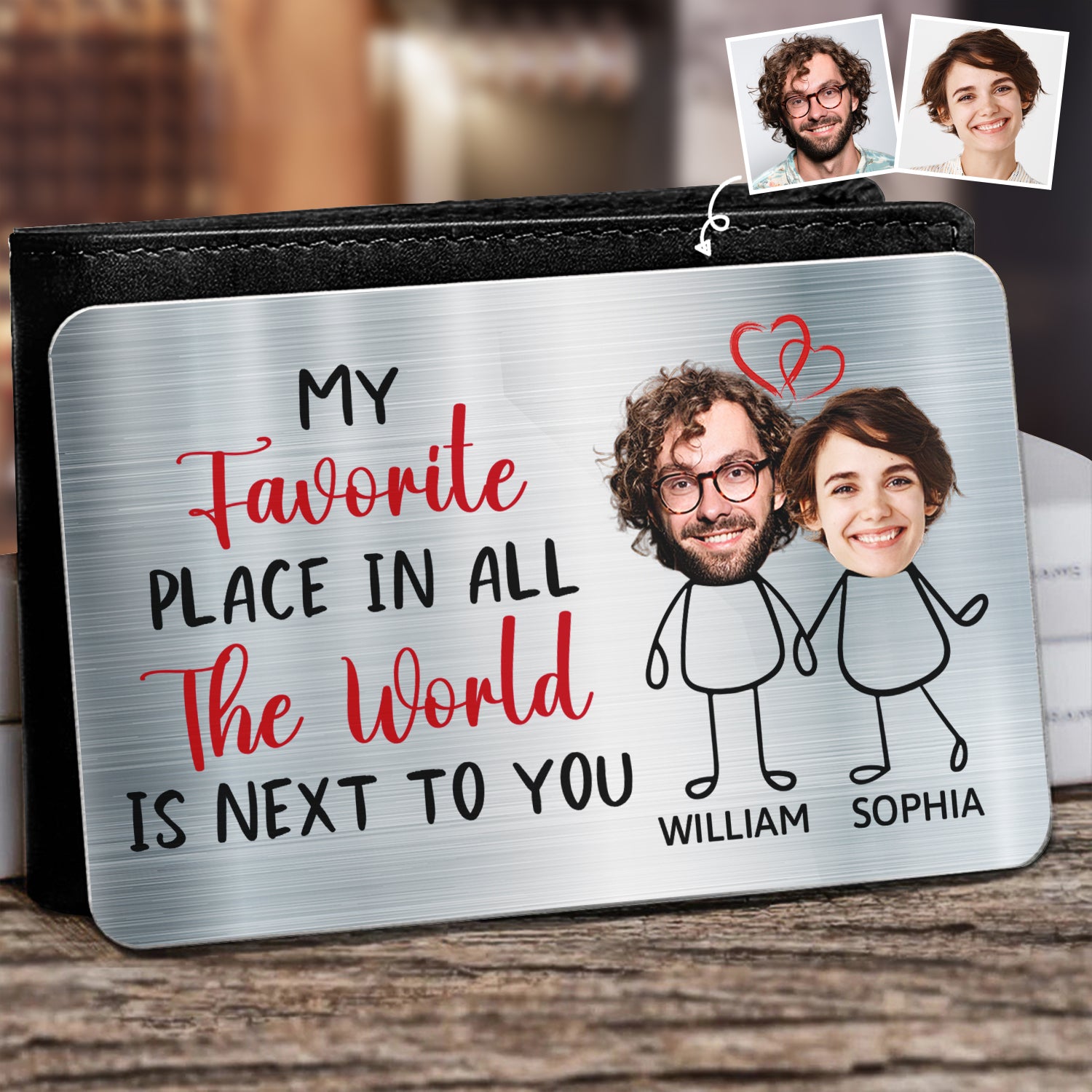 Custom Photo My Favorite Place - Gift For Couples, Husband, Wife - Personalized Aluminum Wallet Card