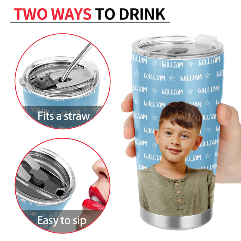 Custom Photo Baby Name Pet Name - Gift For Kids, Grandchildren, Dog Lovers, Cat Lovers - Personalized Tumbler