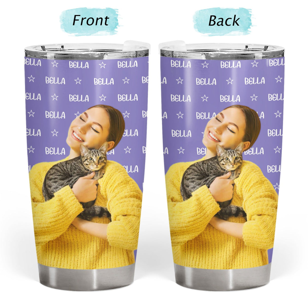 Custom Photo Baby Name Pet Name - Gift For Kids, Grandchildren, Dog Lovers, Cat Lovers - Personalized Tumbler