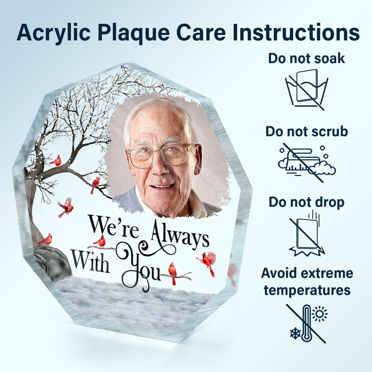 Custom Photo I'm Always With You - Memorial Gift For Family, Friends - Personalized Nonagon Shaped Acrylic Plaque