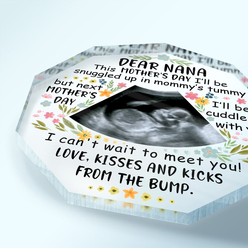 Custom Photo Baby Bump To Daddy Mommy - Holiday, Loving Gift For Mom, Dad, New Parents - Personalized Nonagon Shaped Acrylic Plaque