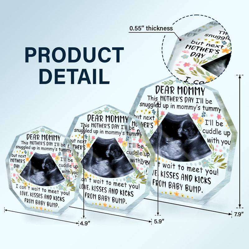 Custom Photo Baby Bump To Daddy Mommy - Holiday, Loving Gift For Mom, Dad, New Parents - Personalized Nonagon Shaped Acrylic Plaque