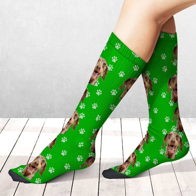 Custom Photo Pet Face Funny Pattern - Gift For Dog Lovers, Cat Lovers, Family - Personalized Socks