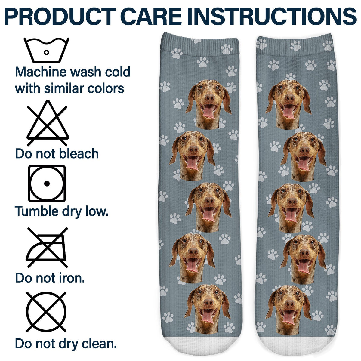 Custom Photo Pet Face Funny Pattern - Gift For Dog Lovers, Cat Lovers, Family - Personalized Socks
