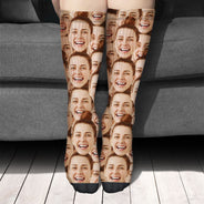 Custom Photo Funny Face Pattern - Gift For Him, For Her, Dog Lovers, Cat Lovers, Family - Personalized Socks