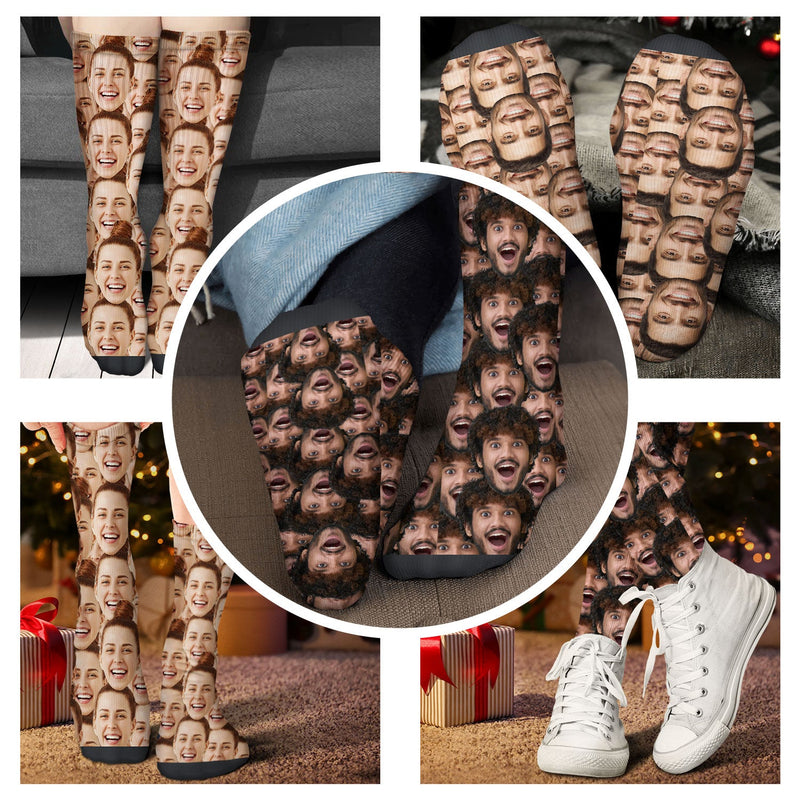 Custom Photo Funny Face Pattern - Gift For Him, For Her, Dog Lovers, Cat Lovers, Family - Personalized Socks