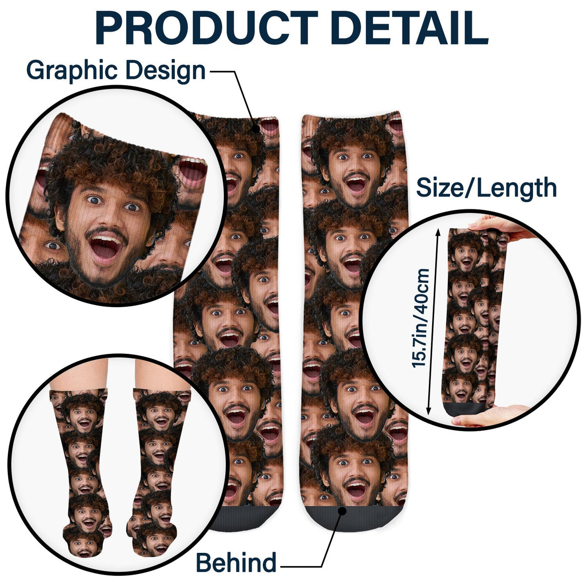 Custom Photo Funny Face Pattern - Gift For Him, For Her, Dog Lovers, Cat Lovers, Family - Personalized Socks