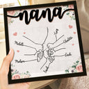 Hand In Hand - Gift For Mom, Mother, Grandma, Parents - Personalized 2-Layered Wooden Plaque With Stand