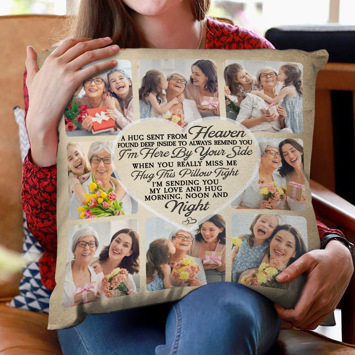 Photo personnalisée pour toujours vous rappeler que je suis là à vos côtés - Cadeau commémoratif pour la famille, maman, papa, frères et sœurs, amis - Oreiller personnalisé