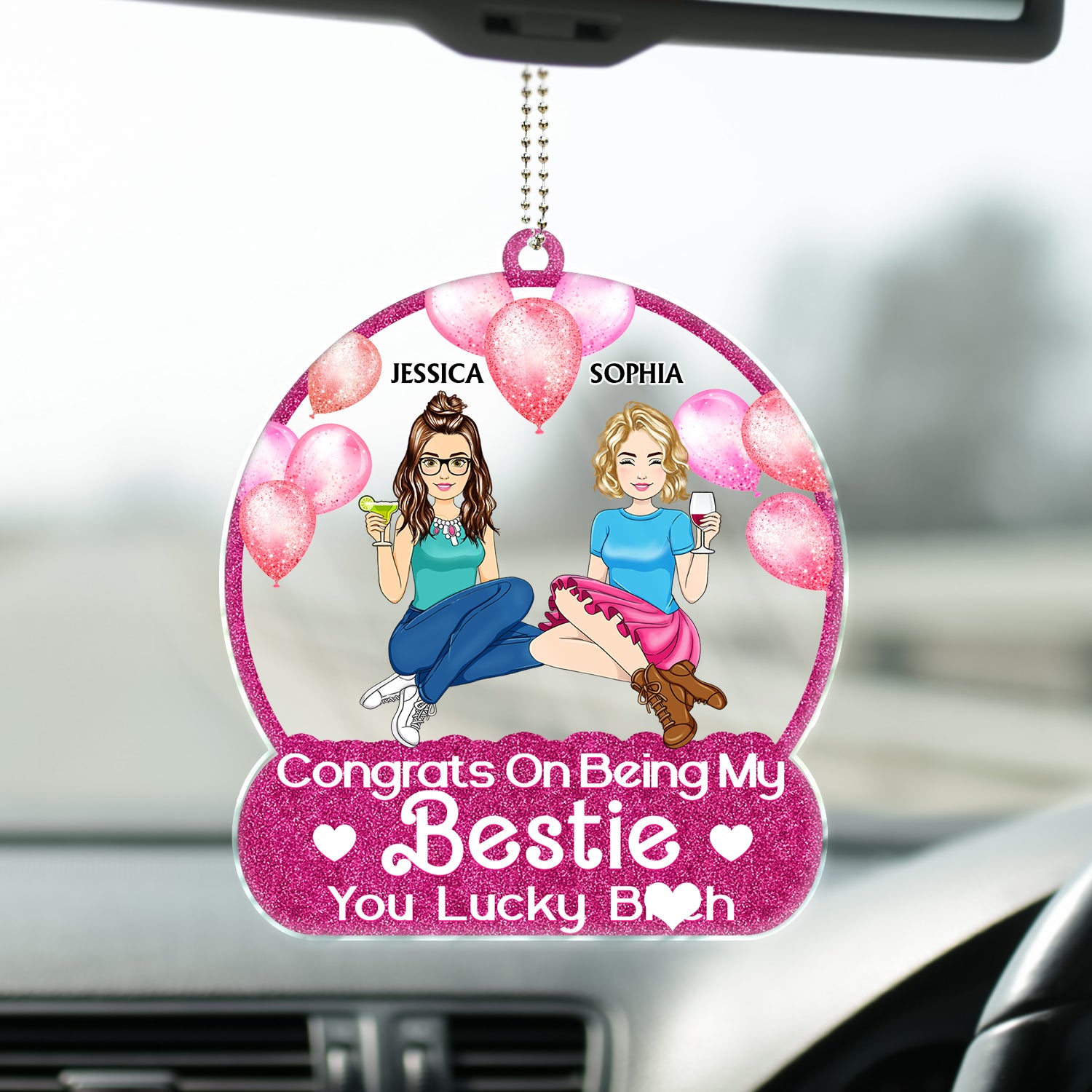 Barbie Congrats On Being My Bestie - Gift For Bestie - Personalized Acrylic Car Hanger
