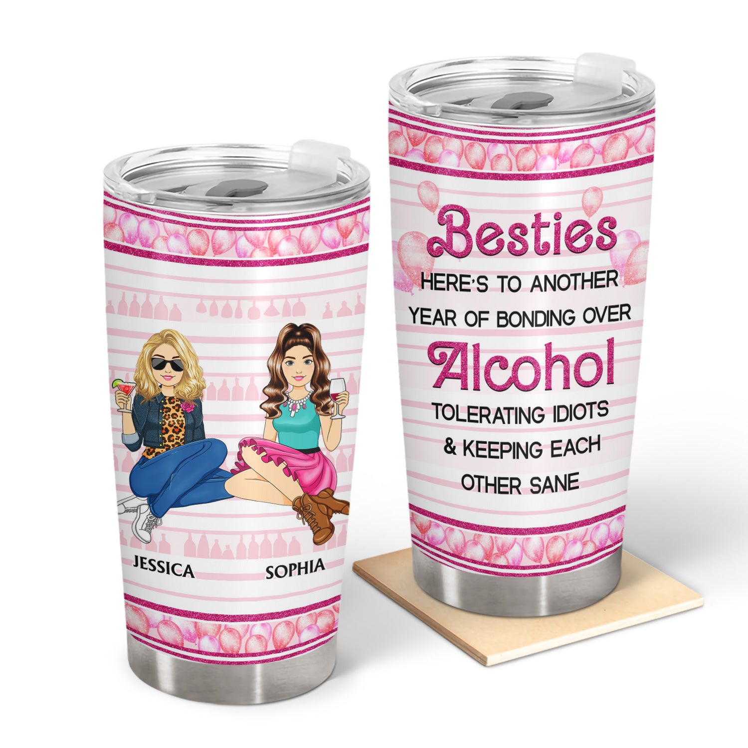 Here's To Another Year Of Bonding Over Alcohol Barbie - Gift For Bestie, Best Friends, Colleagues - Personalized Tumbler