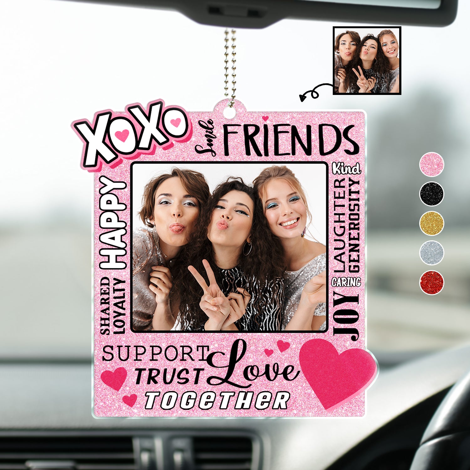 Custom Photo Happy Smile Friends - Gift For Besties, Friends - Personalized Acrylic Car Hanger