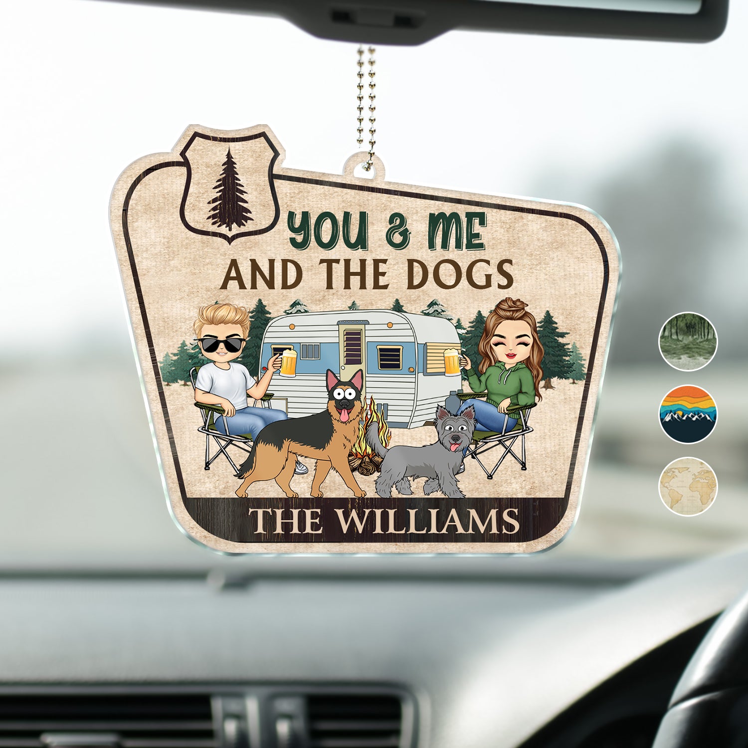 You & Me And The Dogs - Gift For Camping Lovers, Couples, Cat Lovers, Dog Lovers - Personalized Acrylic Car Hanger