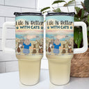 A Bond That Can't Be Broken - Gift For Cat Lovers, Cat Mom, Cat Dad - Personalized 40oz Tumbler With Straw