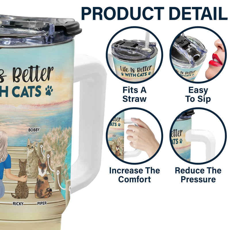 A Bond That Can't Be Broken - Gift For Cat Lovers, Cat Mom, Cat Dad - Personalized 40oz Tumbler With Straw