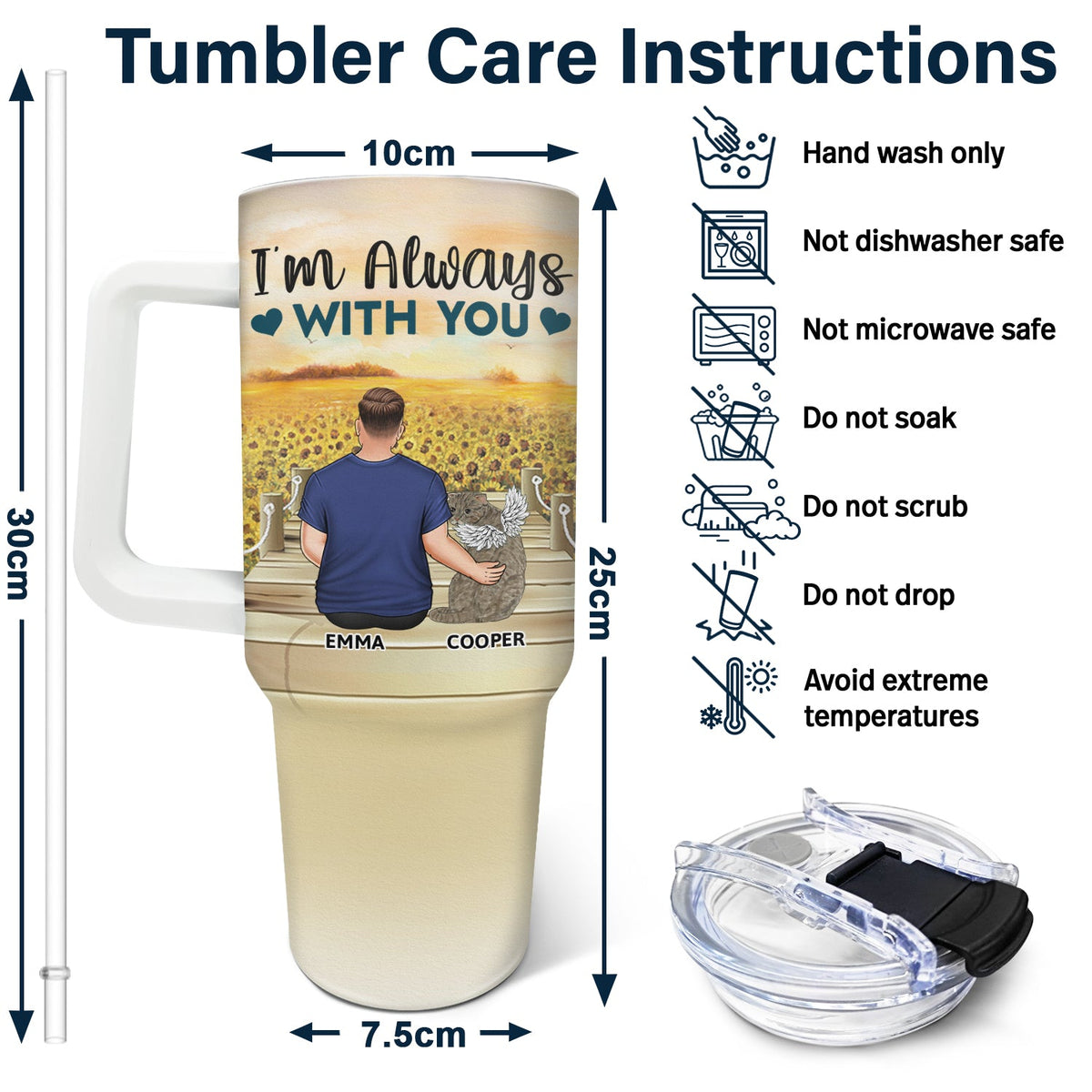 A Bond That Can't Be Broken - Gift For Cat Lovers, Cat Mom, Cat Dad - Personalized 40oz Tumbler With Straw