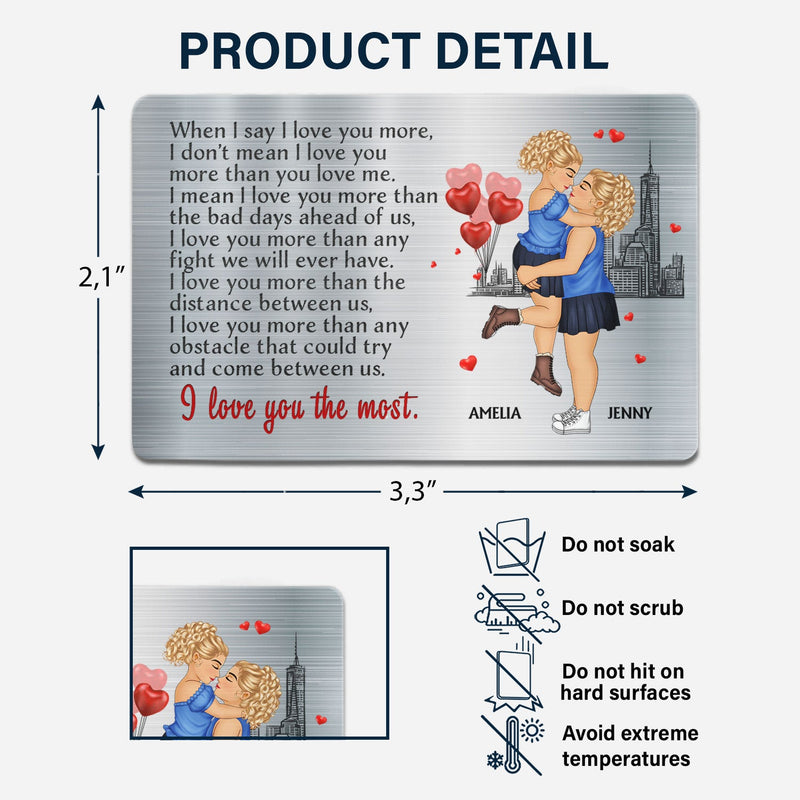 Carte portefeuille en aluminium personnalisée « Je t'aime plus que tout » - Cadeau pour couple, mari, femme
