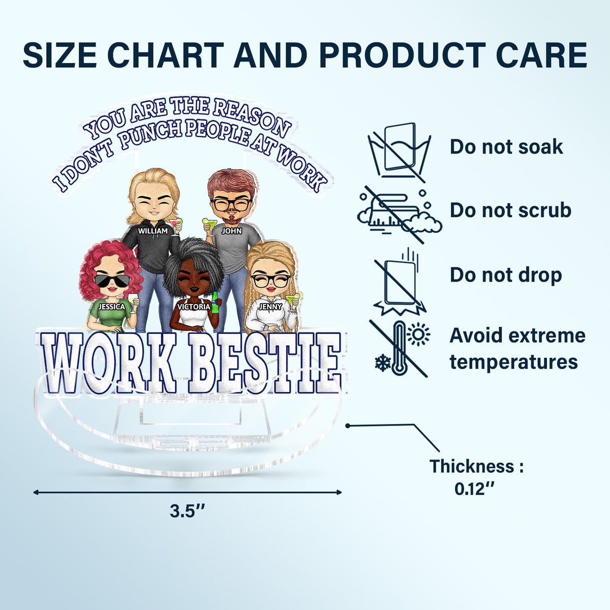 You Are The Reason I Don't Punch People At Work - Funny, Anniversary, Birthday Gifts For Colleagues, Coworker, Besties - Personalized Acrylic Shaking Stand