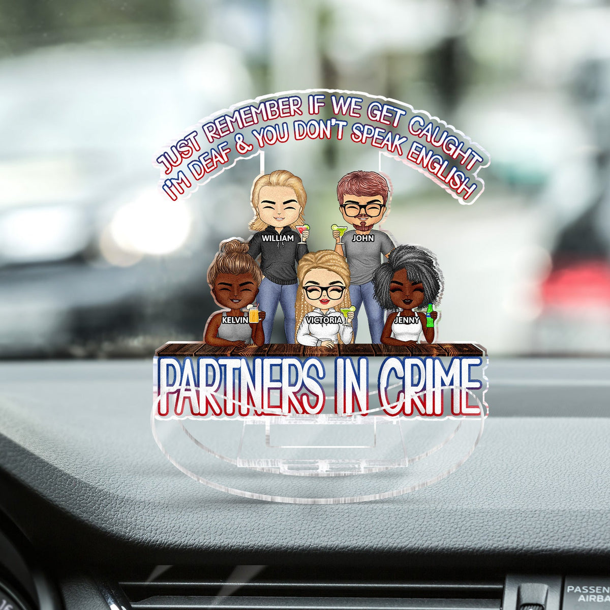 Partenaires de crime, n'oubliez pas si nous nous faisons prendre, meilleurs amis - Cadeau Bestie BFF - Support à secousses en acrylique personnalisé