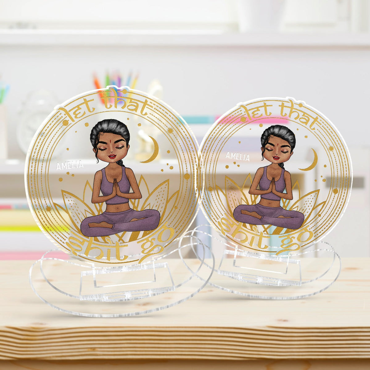 Let That Go - Birthday, Loving Gift For Yourself, Women, Yoga Lovers - Personalized Acrylic Shaking Stand