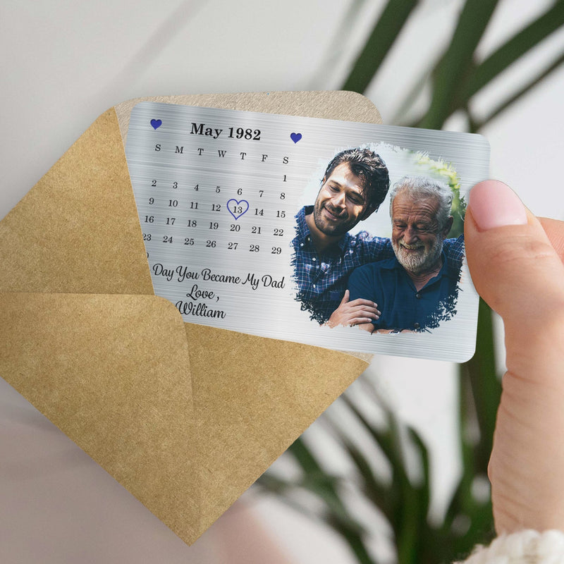Custom Photo The Day You Became My Dad - Gift For Dad, Father, Grandad, Husband - Personalized Aluminum Wallet Card