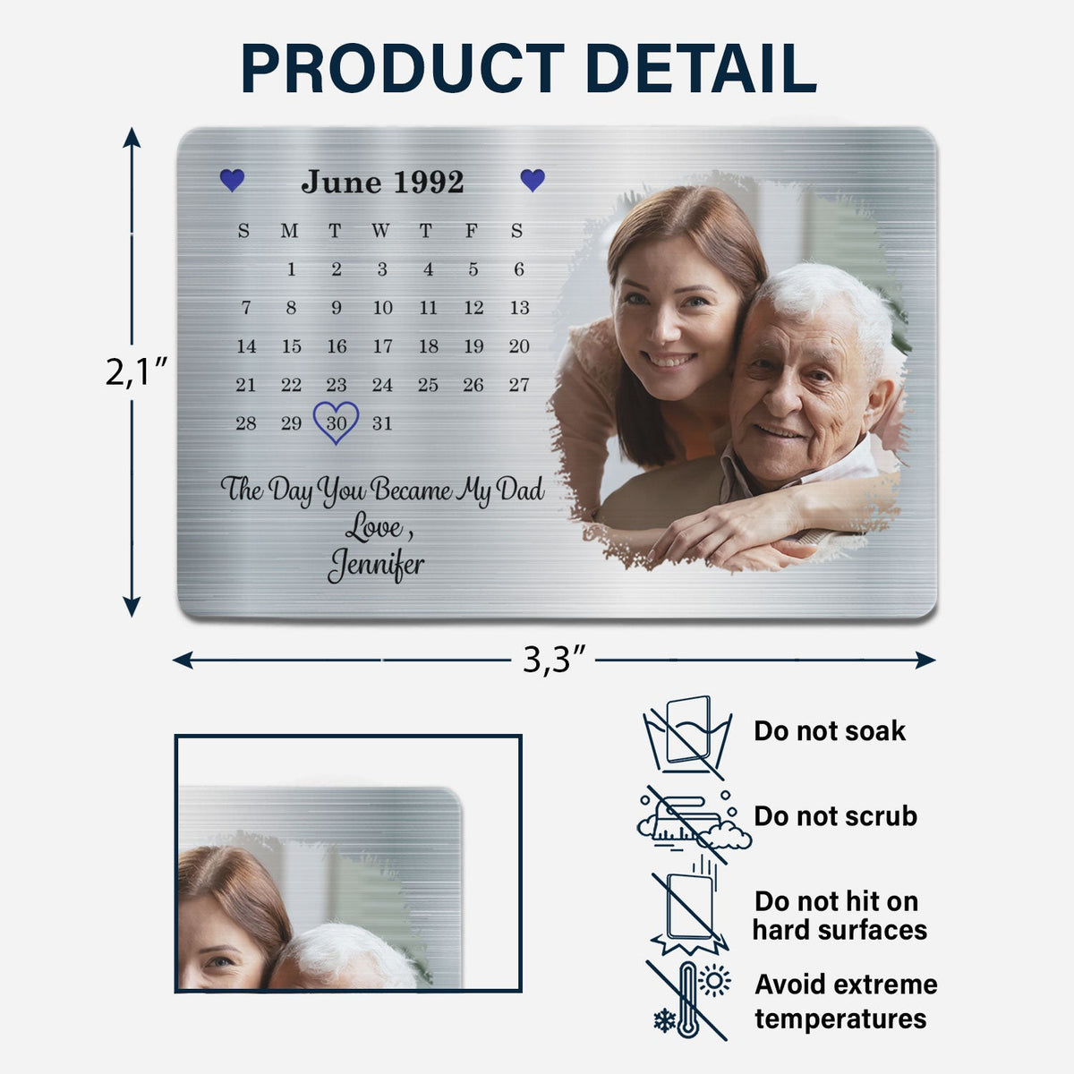 Custom Photo The Day You Became My Dad - Gift For Dad, Father, Grandad, Husband - Personalized Aluminum Wallet Card