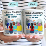 Mère et filles liées à jamais - Cadeau pour maman, mère, grand-mère - Tasse personnalisée
