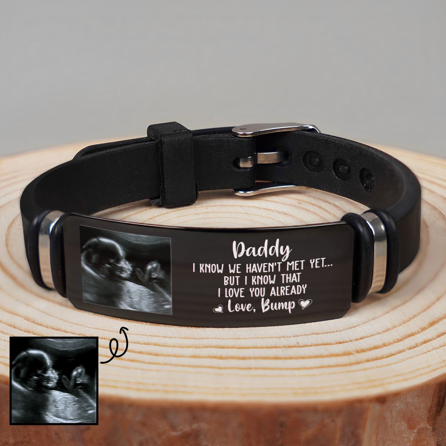 Custom Photo Daddy I Know We Haven't Met Yet - Gift For Dad, Father, New Parents - Personalized Engraved Bracelet