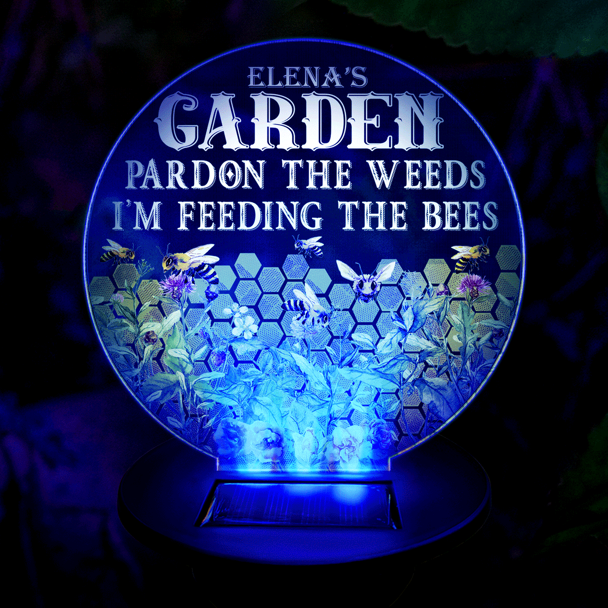 Pardon The Weeds - Gift For Gardening Lovers, Gardeners, Bee Lovers, Mom, Grandma - Personalized Solar Light