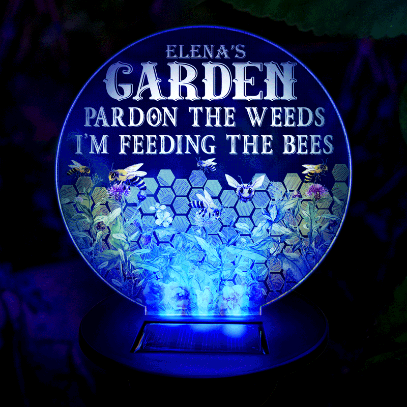 Pardon The Weeds - Gift For Gardening Lovers, Gardeners, Bee Lovers, Mom, Grandma - Personalized Solar Light